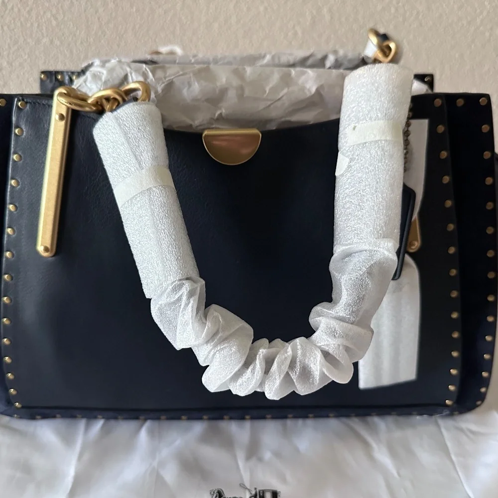 COACH Dreamer 36 Leather Satchel (Navy) - Picture 2 of 11